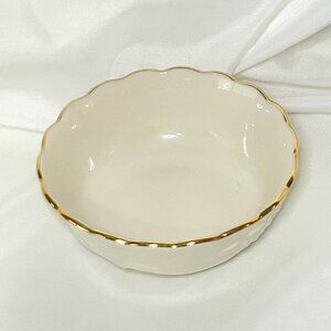 Vintage Lenox Rose Blossom Bowl Gold Trim Scalloped Edge Porcelain 4.5"
